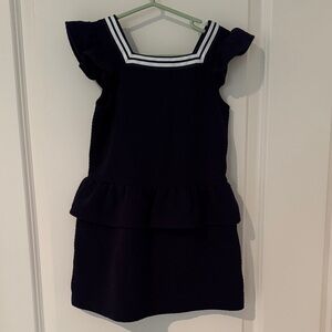 Janie and Jack Navy Dress with Ruffle Sleeves